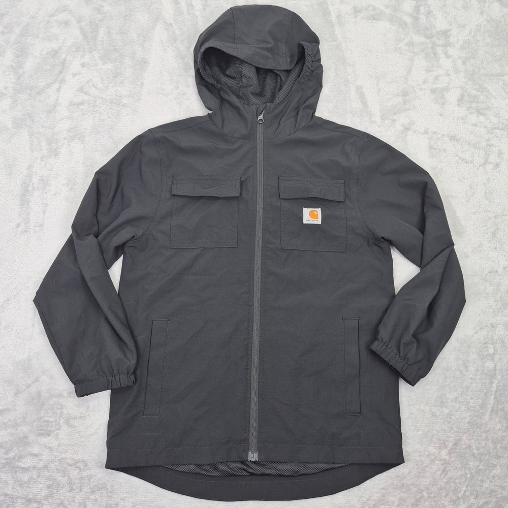 Carhartt Kids OJ8560-B Lightweight Hooded‎ Full Zip Jacket Black M 10/12 Boy